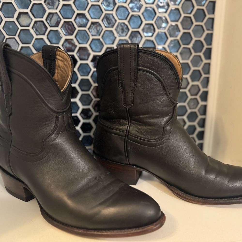 TECOVAS | The Penny Black Leather Ankle Western Booties Size 9 1/2
